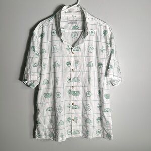 Cotton On White and Green Casual Button Down Shirt